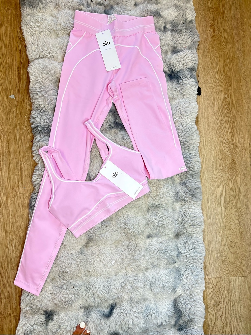ALO Yoga Pink Girls' Active Leggings & Sports Bra Set